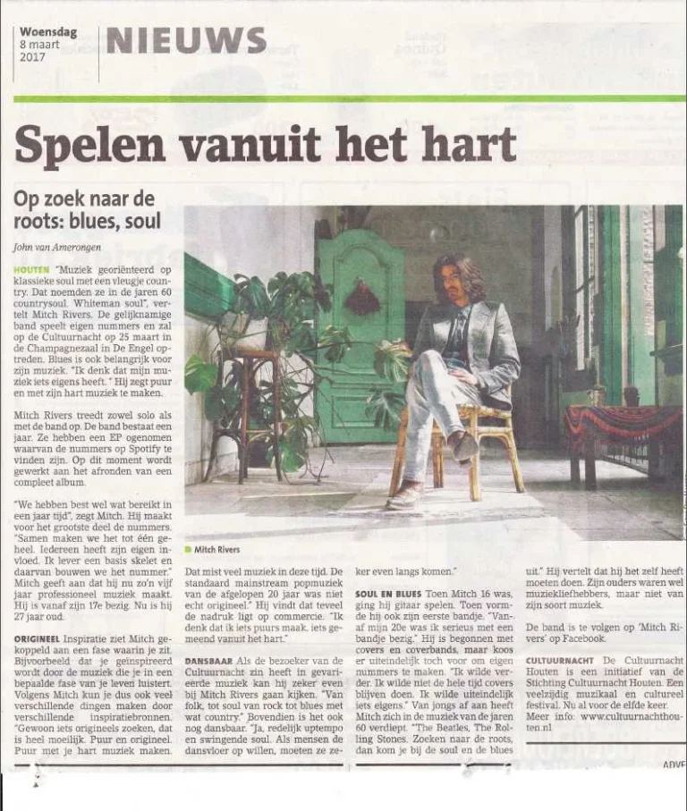 Artikel in 't Groentje, 8 maart 2017