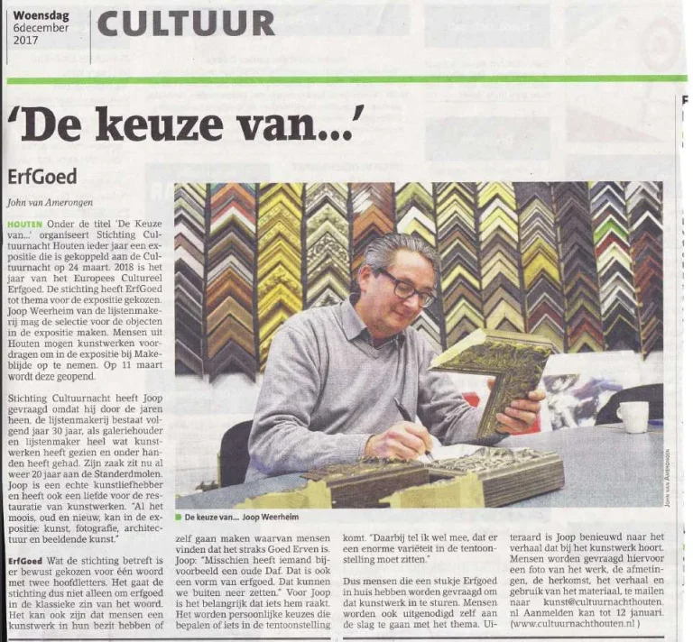 Artikel in 't Groentje, 6 december 2017