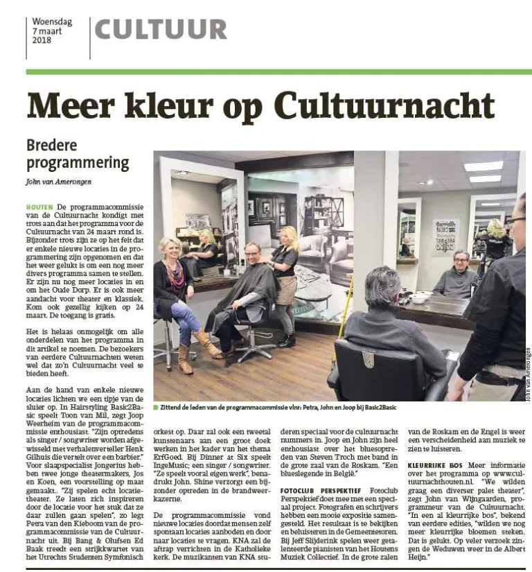 Artikel in 't Groentje, 7 maart 2018