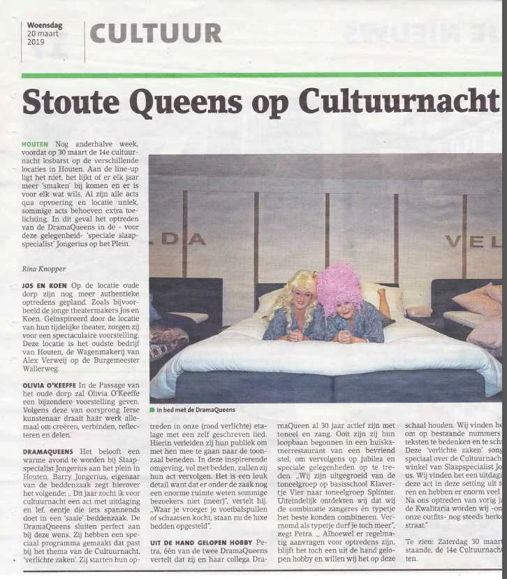 Artikel in 't Groentje, 20 maart 2019