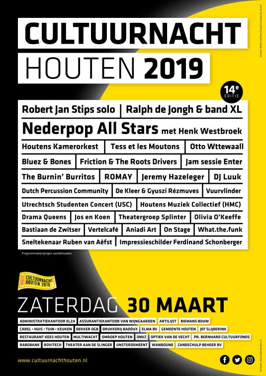 Poster van Cultuurnacht Houten 2019